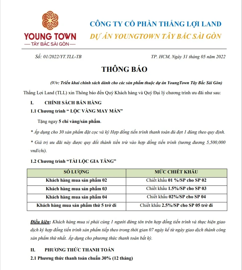 Dự án young town thắng lợi group