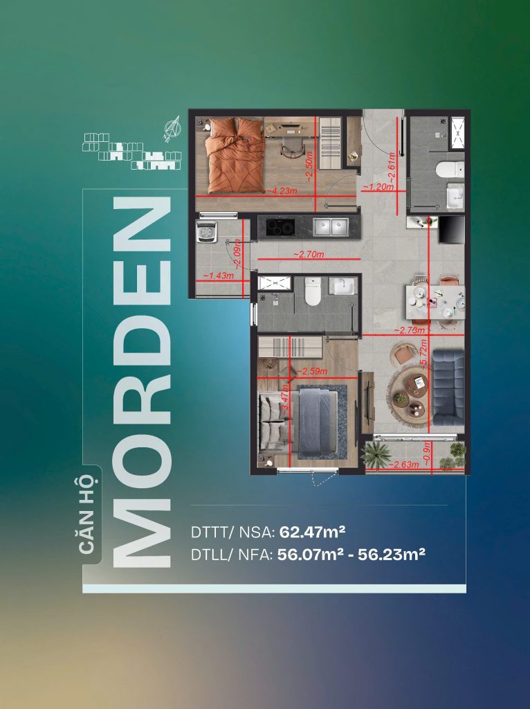 Kích thước căn hộ 2pn tt avio