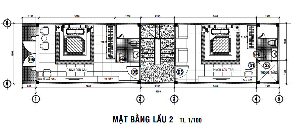 Mạt bằng lầu 2 Khu đô thị Thủ Thừa Phú Thanh Residence