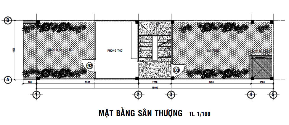 Mặt bằng sân thượng Khu đô thị Thủ Thừa Phú Thanh Residence