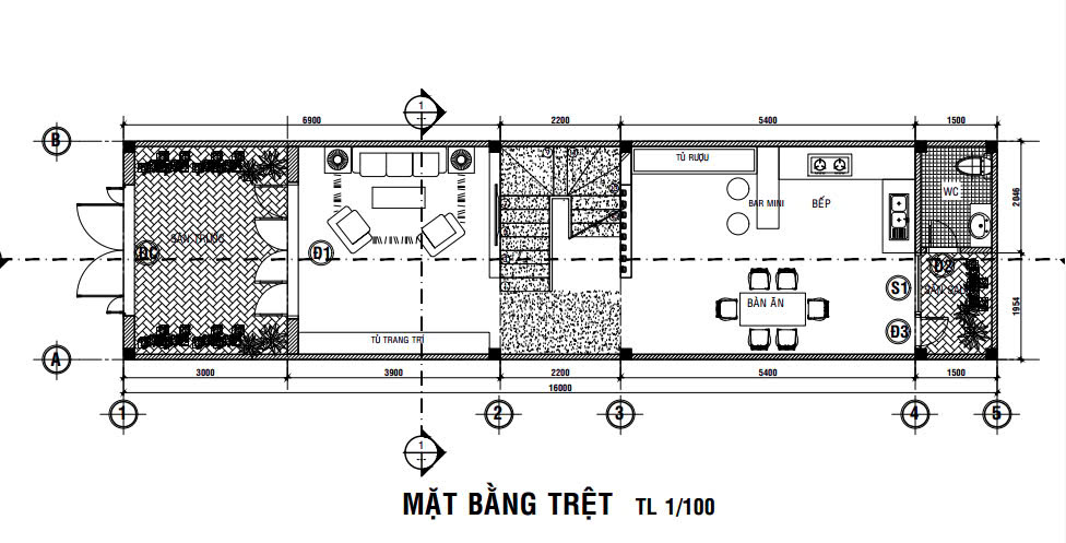 Mặt bằng trệt Khu đô thị Thủ Thừa Phú Thanh Residence