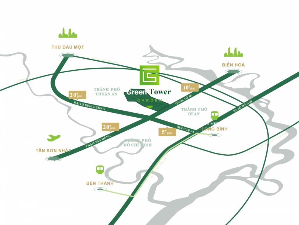vị trí căn hộ green tower bình dương